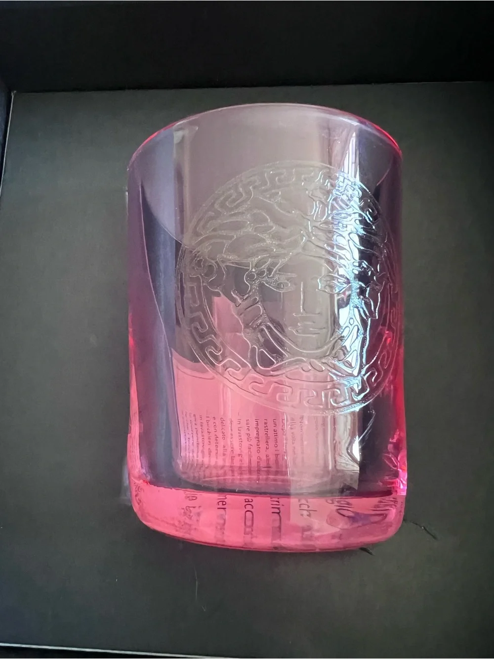 Versace Rosenthal Medusa blush pink etched Glass Votive Candle Holder - Picture 1 of 9
